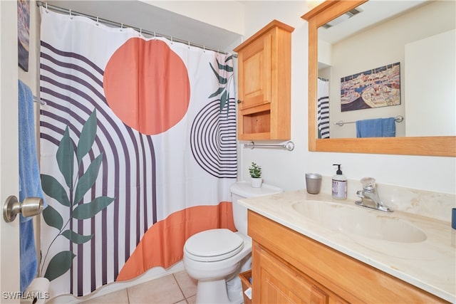 bathroom featuring tile patterned floors, toilet, and vanity