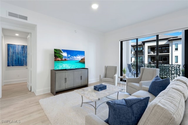 living room featuring light hardwood / wood-style flooring