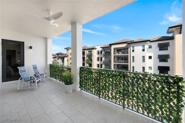 balcony with ceiling fan