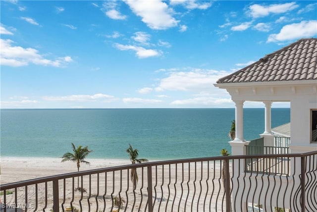 view of water feature featuring a view of the beach