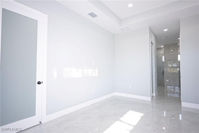 1254 Ellipse St E, Lehigh Acres, FL 33974 - spare room featuring visible vents, recessed lighting, marble finish floor, and baseboards