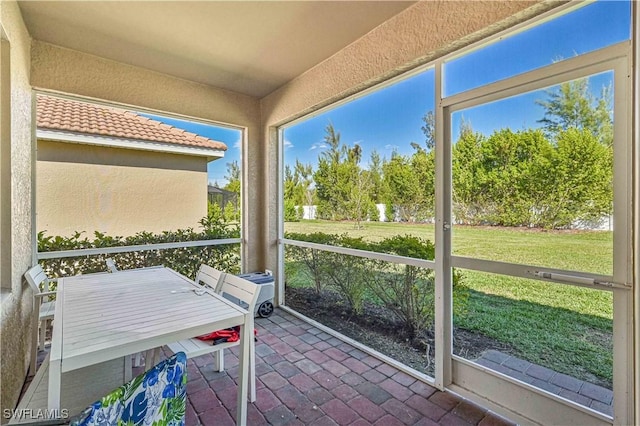 view of unfurnished sunroom