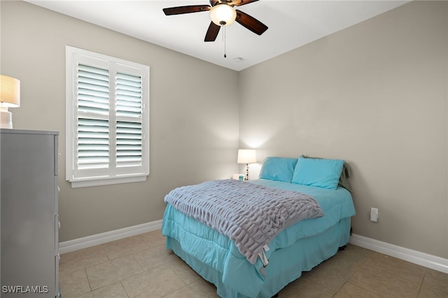 bedroom featuring ceiling fan