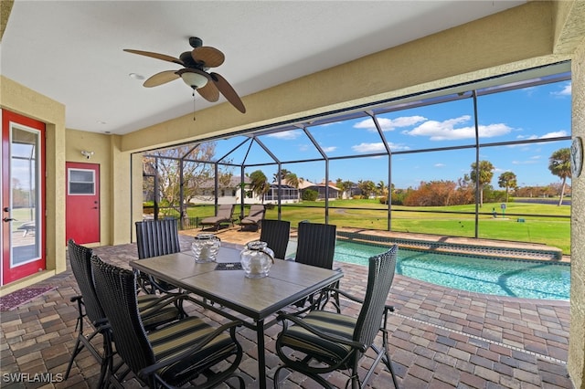 view of patio / terrace with glass enclosure