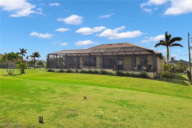 view of yard featuring a lanai