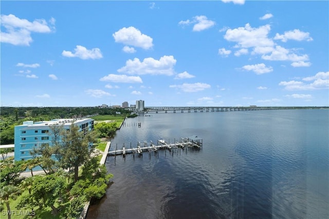 water view with a dock