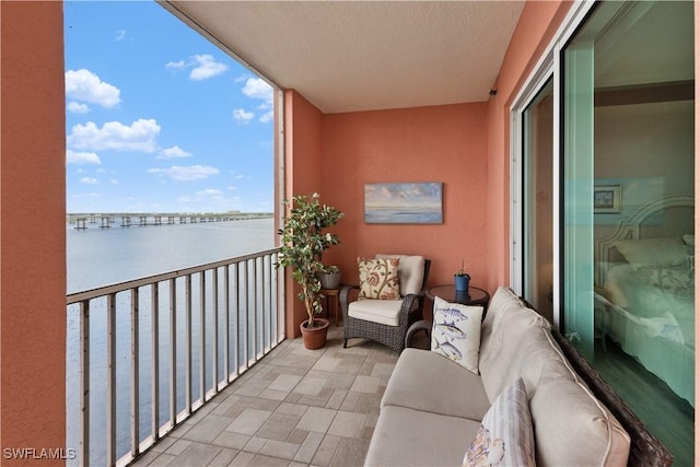 balcony with a water view