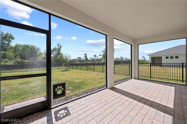 view of unfurnished sunroom