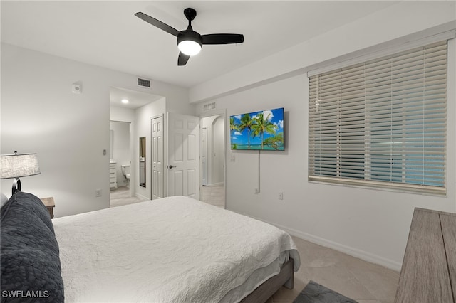 bedroom featuring ceiling fan