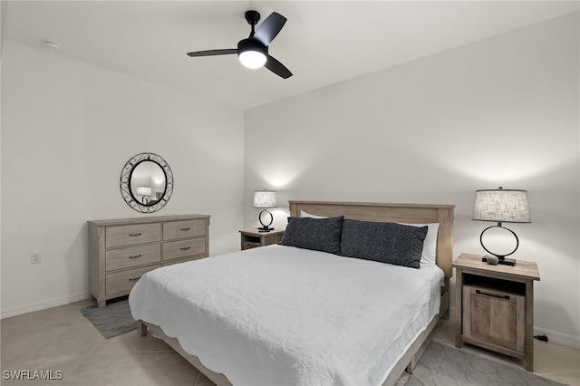 bedroom featuring ceiling fan