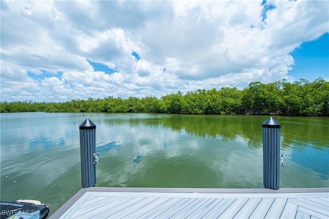 view of dock featuring a water view