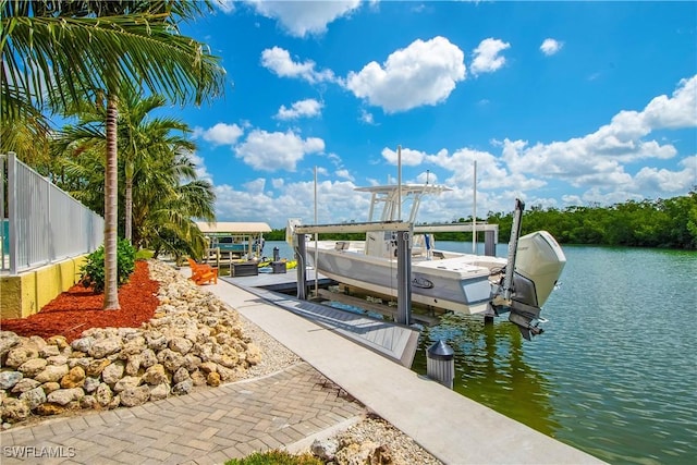 view of dock featuring a water view