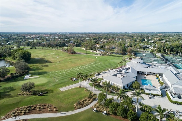 birds eye view of property featuring view of golf course