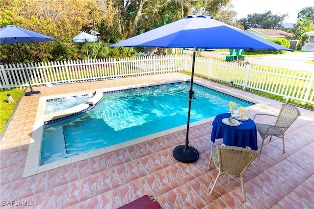 view of pool featuring a patio area