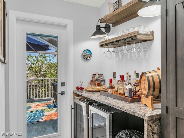 bar featuring light stone counters