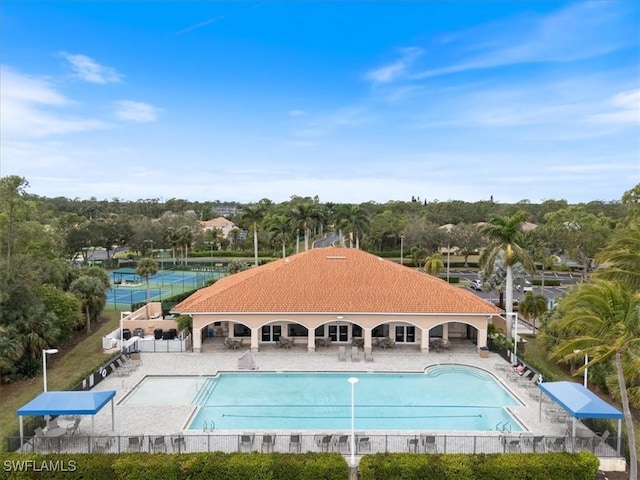 view of pool featuring a patio