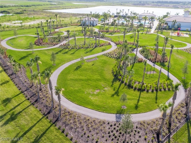 bird's eye view featuring a water view