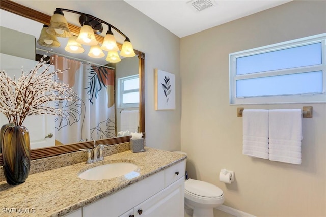 bathroom with toilet and vanity