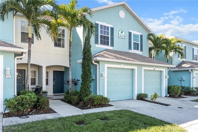 view of property featuring a garage