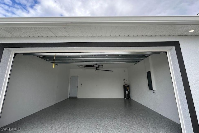 garage featuring electric water heater