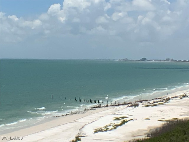 view of water feature featuring a view of the beach