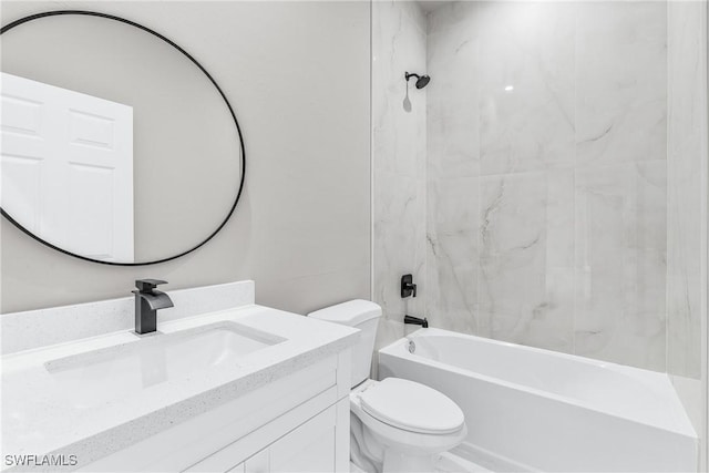 full bathroom with toilet, shower / washtub combination, and vanity