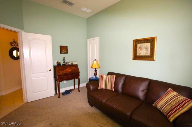 living room featuring carpet floors