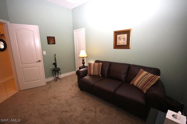 living room featuring carpet floors