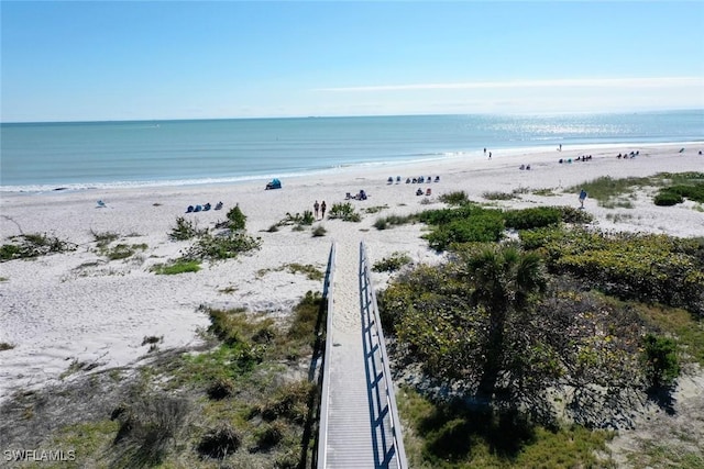 property view of water with a beach view