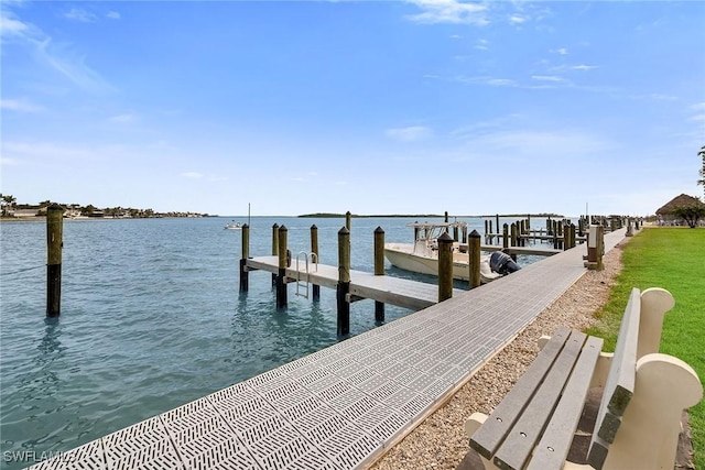 view of dock featuring a water view