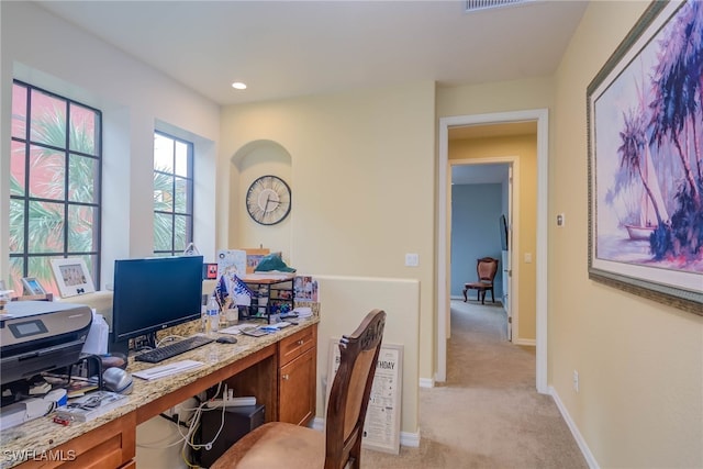 office area with light carpet