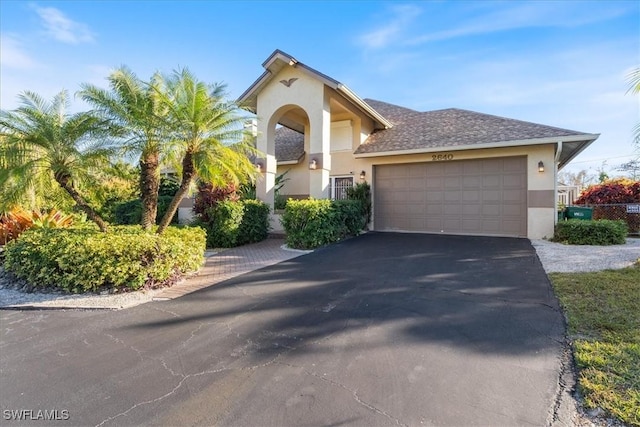 view of front of house with a garage