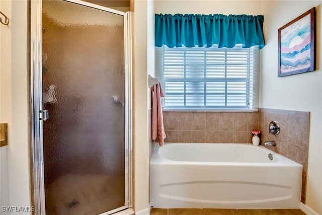 bathroom with plus walk in shower