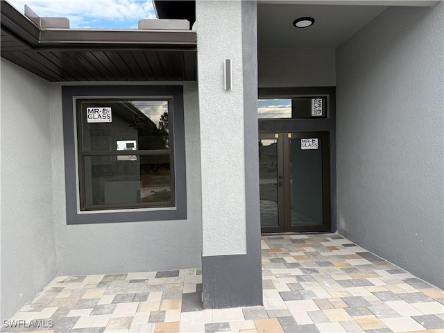 property entrance with french doors