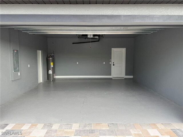 garage featuring electric water heater