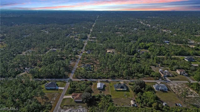 view of aerial view at dusk