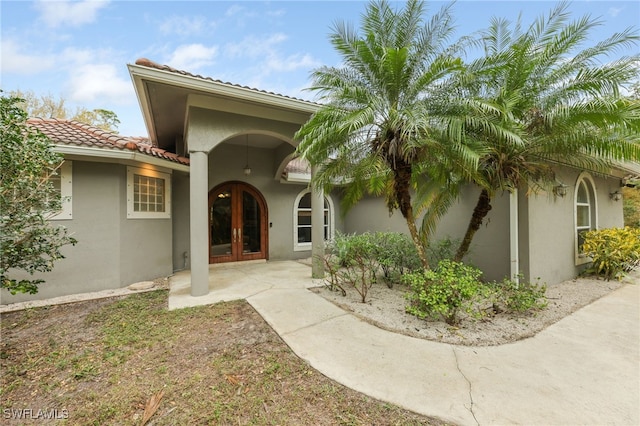 property entrance with french doors