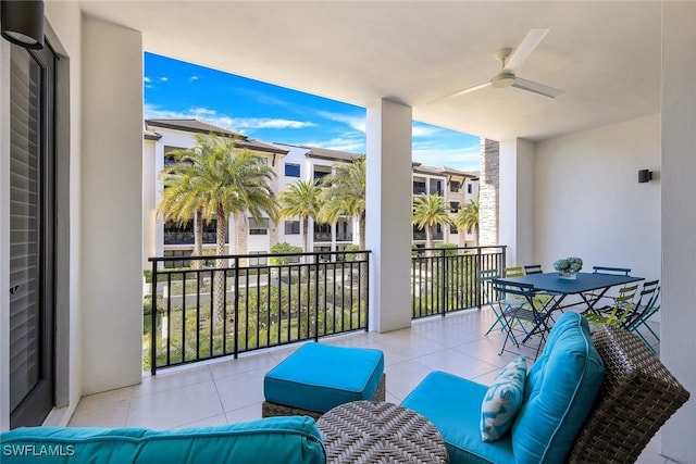 balcony with ceiling fan