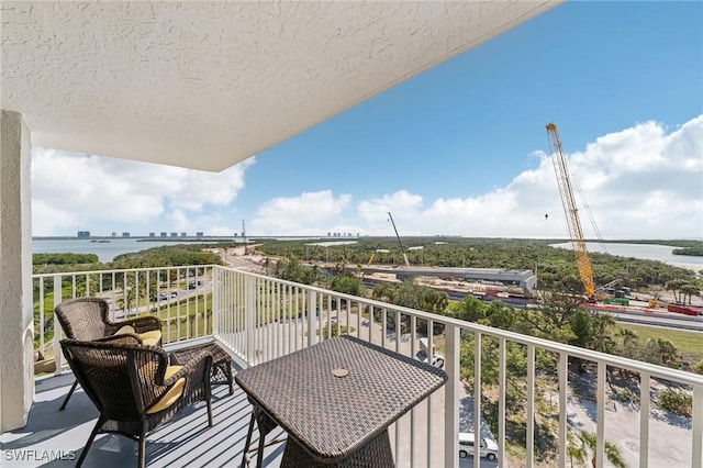 balcony with a water view