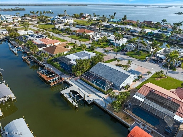 bird's eye view featuring a water view