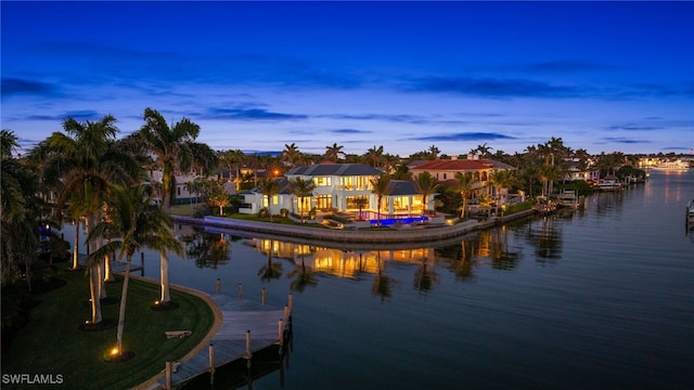 water view featuring a dock