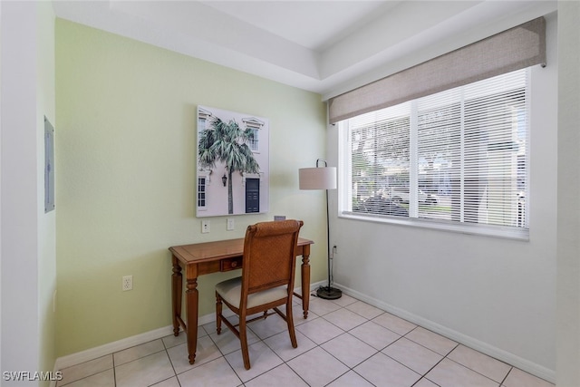 office with light tile patterned floors