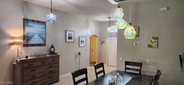 dining room with light tile patterned flooring