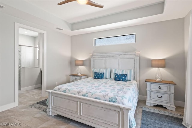 bedroom featuring ceiling fan