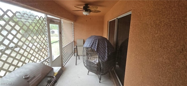 balcony with ceiling fan