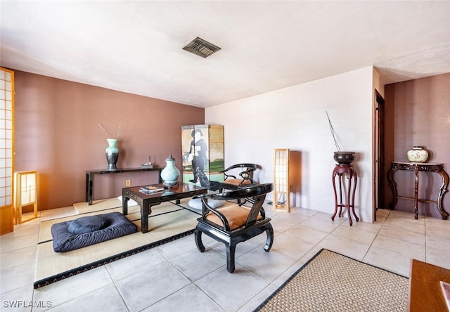 office area featuring light tile patterned floors