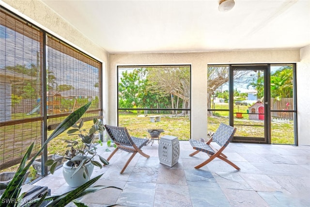 view of unfurnished sunroom