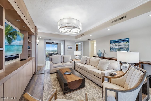 living room with light hardwood / wood-style flooring