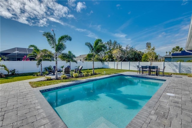 view of swimming pool featuring a patio