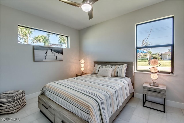 bedroom featuring ceiling fan